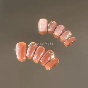 [BunnyMuse] Handmade Press on nails Americano Short/Medium | Glossy Nails Elegant Nails Cute nails Short Nails Medium Nails Nail Art Nail Care Charming nails lovely nails