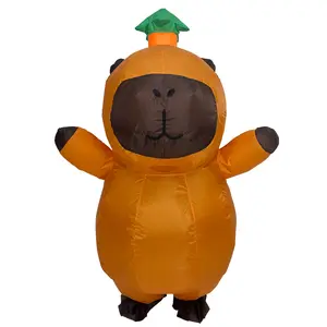 Cute Capybara Polyester Inflatable Costume, Adult Size 150-190cm, with Fan, Battery Box, No Batteries Included, Halloween Party Cosplay