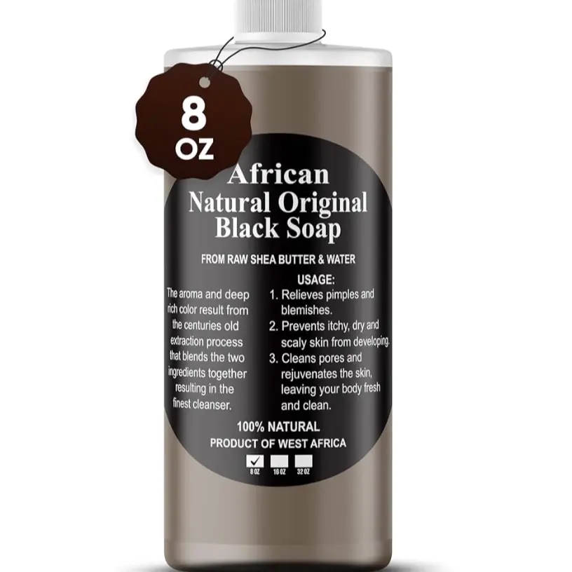 African Liquid Black Soap for Body Care and Face Wash