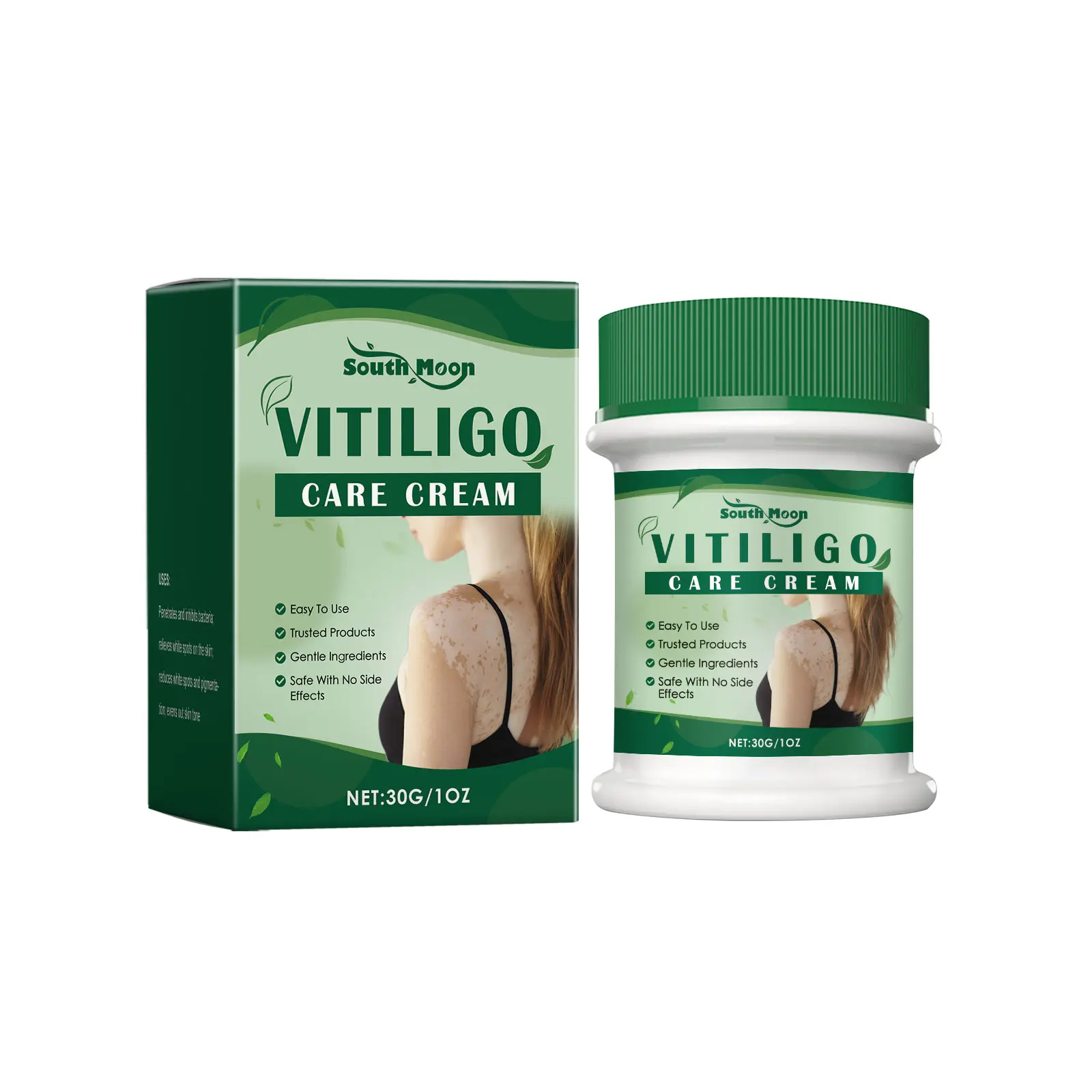 South Moon Vitiligo Care Cream - Mint Leaves & Aloe Vera Extract Moisturizing Body Skin Repair Cream for Even Skin Tone & Long-Lasting Moisture