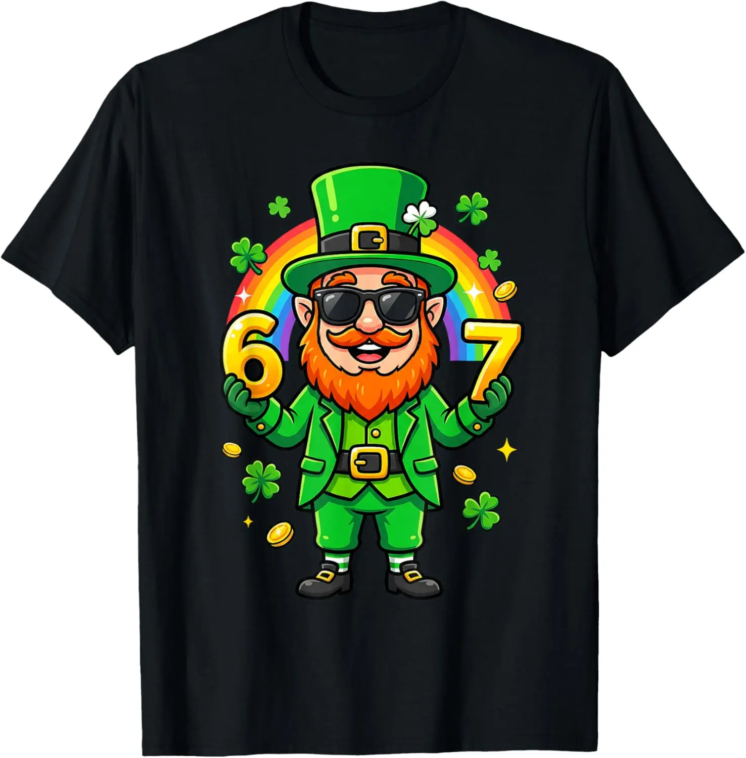 67 Six Seven 6 7 Funny Leprechaun St Patricks Day Boys Kids T-Shirt Pure Cotton Graphic Tees Menswear Top: Gifts for Men & Women