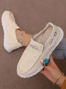 Women's Solid Color Slip on Lightweight Walking Shoes, Casual Comfortable Breathable Sports Shoes, Female All-match Round Toe Shoes for Daily Wear, Girl