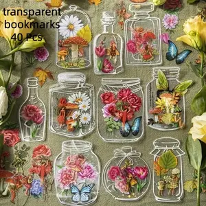40 Pcs Thick Handmade Transparent Floral Bookmarks, Dried Flower Leaves DIY Crafts, Cute Bookmark for Readers, Perfect Gift Idea, Decoration