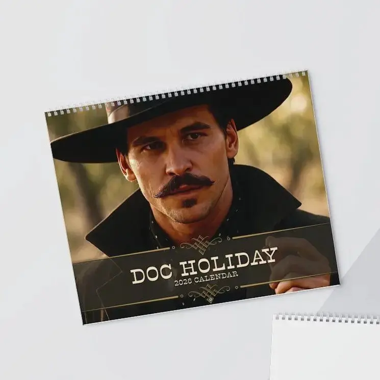 Doc Holiday 2026 2027 Calendar, Tombstone Western Wall Calendar, Wyatt Earp Cowboy Quotes, Gunslinger Monthly Planner, Frontier Movie Fan Gift