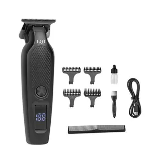 LQT Sleek Black Cordless Hair & Beard Trimmer, Precision T-Blade Grooming Tool with LCD Display, Rechargeable Electric Clipper with Guide Combs for Men's Fades, Edges & Home DIY Haircuts