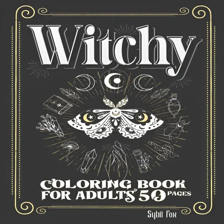 Interactive Witchy Adult Coloring Book - 50 Unique Line Art Illustrations, 50+ Pages, 8.5x11 Bleed-Free Paper, Goth Designs, Gothic Magic, Modern Witch, Witchcraft, Potions, Book of Shadows Art, Celestial Moon Magic, Stress Relief Gift for Creativity