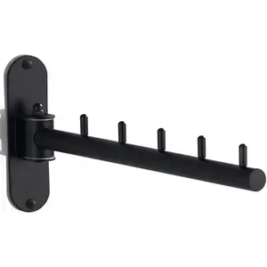 Folding Wall Mounted Clothes Hanger Rack with Swing Arm, Foldable 180°Rotation, Stainless Steel 304 Folding Clothes Hanger Drying Rack Rod, for Laundry Room Valet Hook (Black)