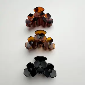 Small Flower Claw Clips 3pc - Matte & Tortoise Floral Hair Clips