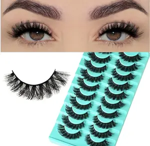 Lashes Volume Mink Eyelashes 10 Pairs Cateye Lash Strips Wispy Cat Eye Lashes Natural Look Short Thick Fluffy False Strip Eyelash Full Small Fake Lashes Pack Black Pestañas Postizas for Women
