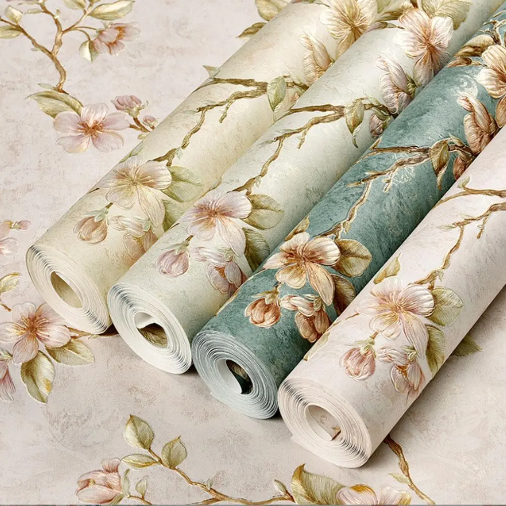 Floral Pattern Wallpaper, 1 Count 3D Embossed Wallpaper, Removable Self Adhesive Wall Sticker, Wall Decor for Home Living Room Bedroom, Design, Interior, Decorative Wallpaper