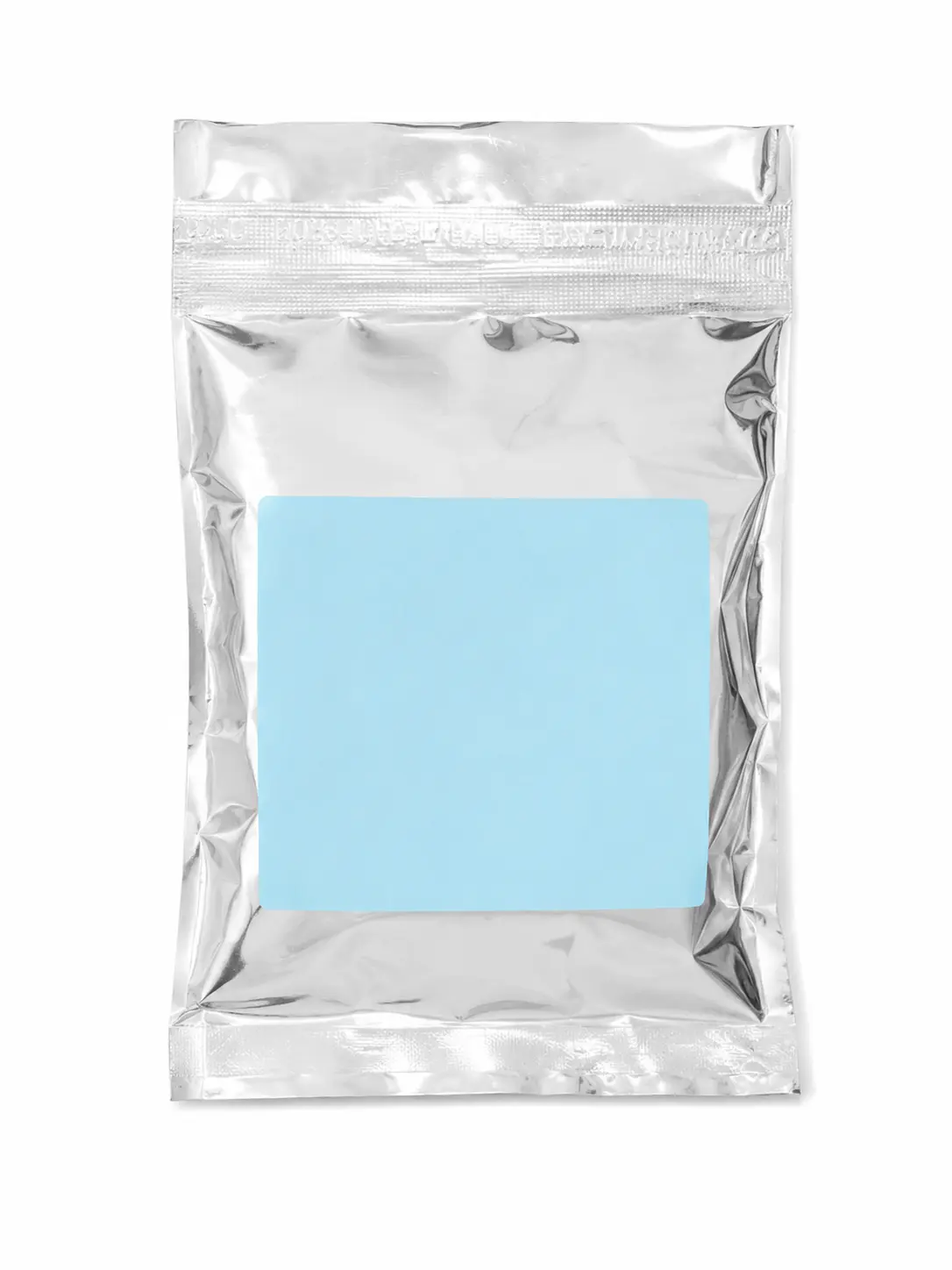 Silver Foil Packaging with Blue Label for Secure Storage and Display