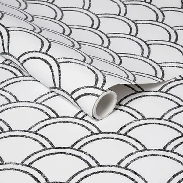Opalhouse Scallops 198"x20" Peel and Stick Wallpaper Playful Black/White