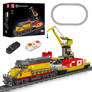Mould King 12027 Diesel Locomotive Train Trailer Crane Building Block Remote Control Adult Kid Toy 1170 Pcs Model