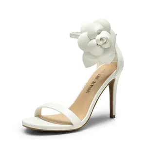 Dream Pairs Floral Open Toe Stiletto Sandals with 4.13-Inch Heel and Removable Applique Perfect for Parties and Special Occasions