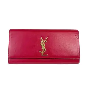 Pre-owned Yves Saint Laurent Leather Clutches & Wristlets Red Classic Monogram Kete Clutch