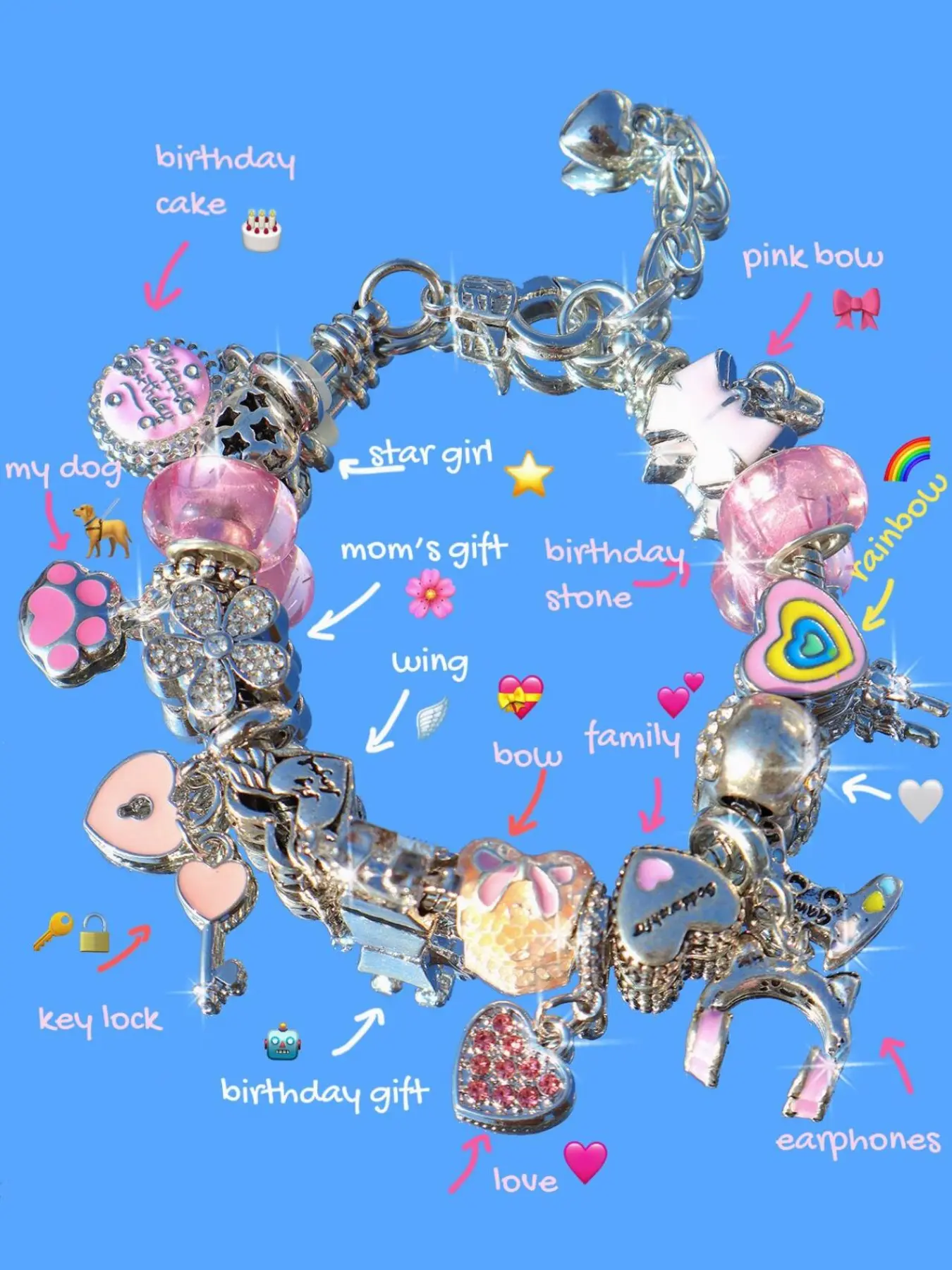 Cute Robot Charm Bracelet, Heart Lollipop DIY Bracelet, Heart Design Bracelet, Floral Bracelet, Keychain Pendant Bracelet, Cute Style Bracelet for Women, Charms Bracelet, Heart Bracelets