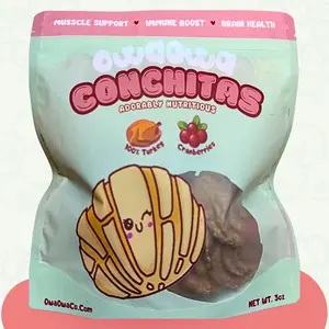 Owa Owa Conchitas Turkey & Cranberry Dog Treats Pan Dulce Inspired 3oz Grain-Free Low-Fat Allergy-Friendly Jerky Treats for Muscle & Urinary Health