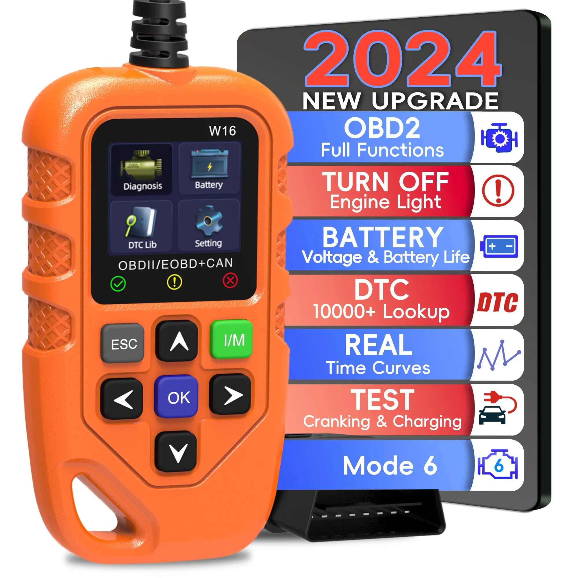 Obd2 Scanner Diagnostic Code Reader, Car Voltage Tester Engine Fault Scan Tool, Charging Test Diagnostics, Model Xinghao V119, No Battery