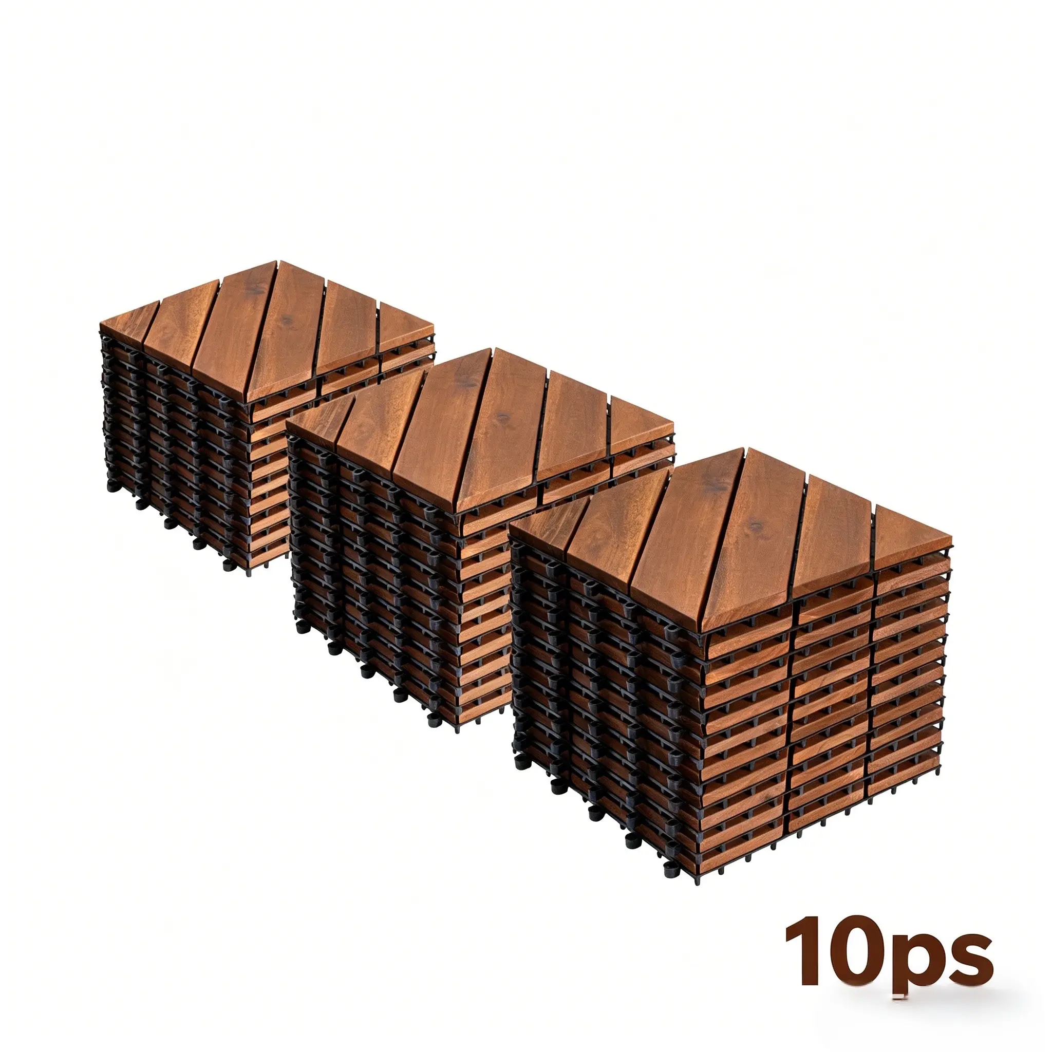 12x12 in Acacia Wood Interlocking Deck Floor Tiles - Modern, Durable, Waterproof, Non-Slip, Weather-Resistant - Tool-Free DIY Installation for Patio, Garden - 1-Hour Outdoor Upgrade