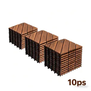 12x12 in Acacia Wood Interlocking Deck Tiles - Durable, Waterproof, Weather-Resistant, Non-Slip, Tool-Free Easy DIY Installation for Balcony, Patio - Upgrade Your Outdoor Space in 1 Hour