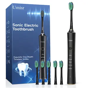 Umisr Adult Electric Toothbrush, Child-Safe Rechargeable Sonic Toothbrush, Equipped with 6 Replacement Heads, 5 Cleaning Modes, IPX7 Waterproof Travel Toothbrush, 2-Minute Smart Timer
