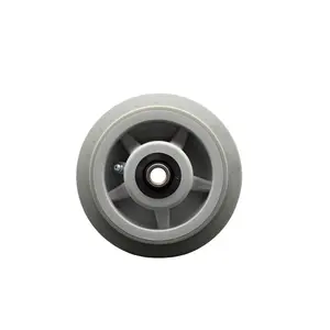 6" x 2" Thermoplastic Rubber Flat Tread Wheel Only with Roller Bearing - 1/2" Bore - 500 lbs Capacity per Wheel  -  Service Caster Brand