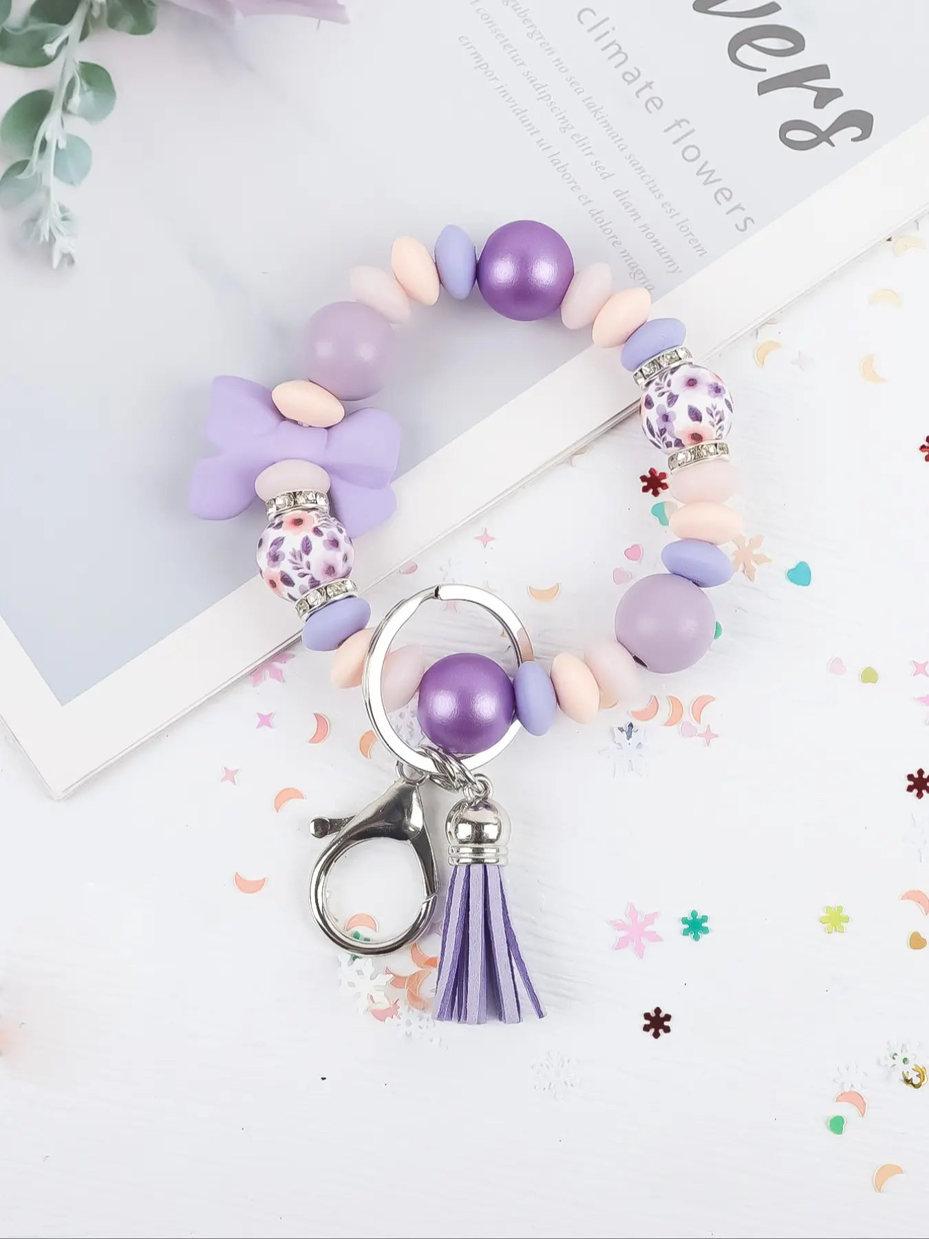 Bow Beaded Keychain, Multicolor Pearl Wristlet Keyring, Cute Butterfly Design, Versatile Gift for Friends, Mom, Birthday, Holiday, Keychain Lanyard, Keychain Wristlet Strap, Cute Keychain Accessory