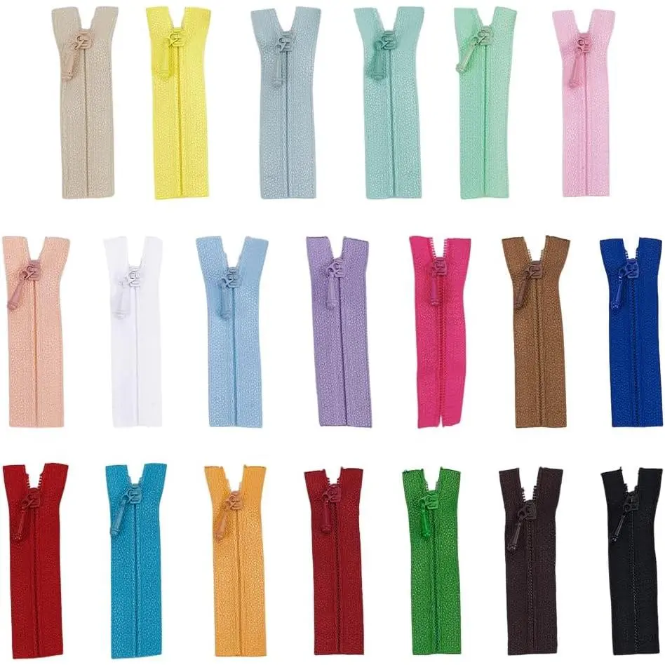 20 count  Zippers for Doll Sewing Clothes 2.36 inch Long 20 Colors Nylon Zipper Fastener with Alloy Zipper Puller Colorful Mini Zippers for Clothes Wallet DIY Sewing Accessories