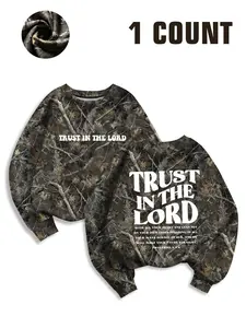 Men's Full Body Tree Branch Leaf Print Round Neck Long Sleeve Fitted, Text Print, Religious Faith Perfect Christian Boy Top, Casual Streetwear Fashion