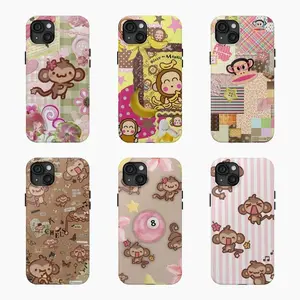 Monkichi Cutest Design Tough Phone Case, Monkey Funny Collage Case Cover Suitable for iPhone 17-11 Pro Max/Plus and  Samsung Galaxy S23-25