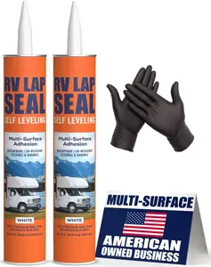 [2 Pack] RV Roof Sealant  [10 oz] Professional Self-Leveling Lap Caulk for Roof Leak Repair, Crack Sealing, UV & Weather Resistant, Easy Application White Sealant for RV, Camper, Trailer, Motorhome