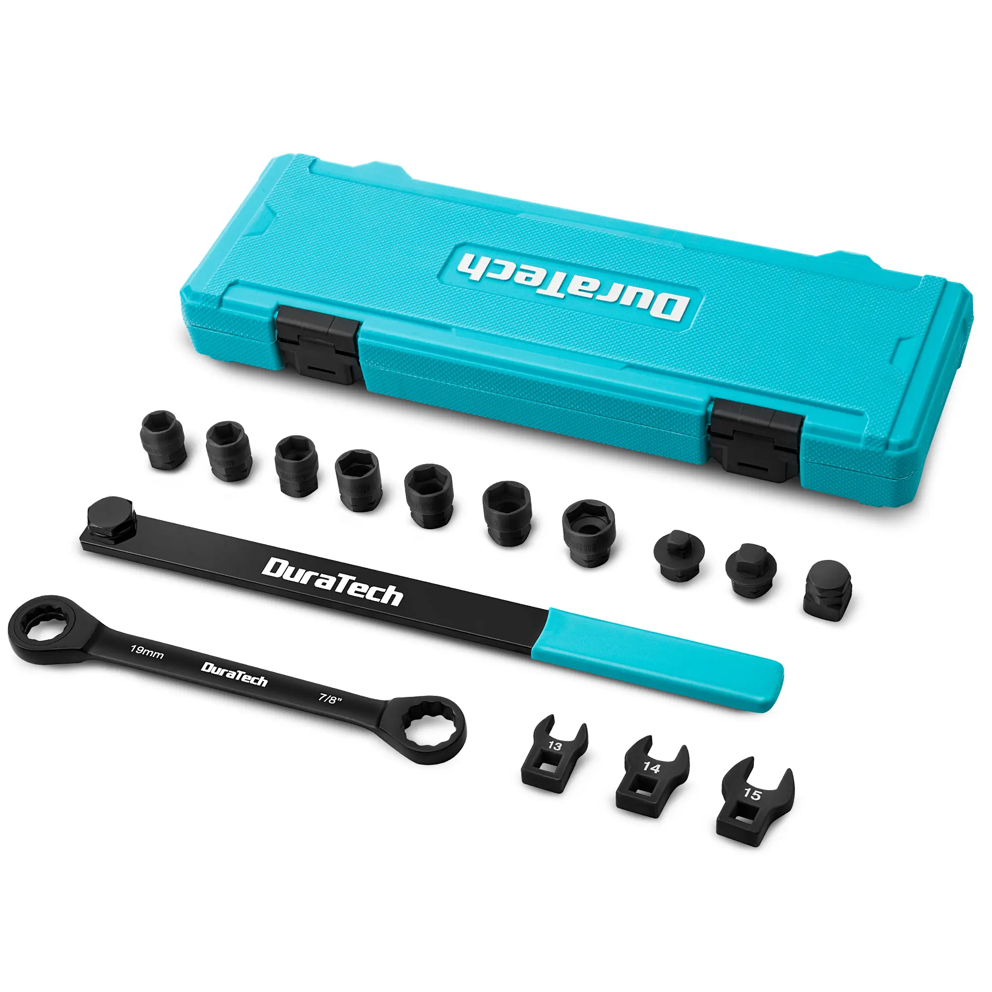 #summersale DURATECH 15-Piece Universal Ratcheting Serpentine Belt Tool Set, Belt Tensioner Tool Kit with Blackening Treatment for Installing and Removing Pulleys and Belts