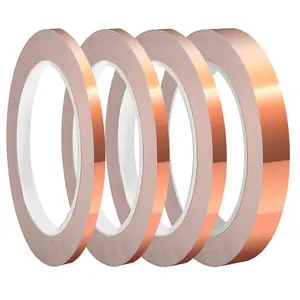 4Pcs/Set Copper Foil Tape with Conductive Adhesive,4 Sizes (0.2/0.24/0.3/0.4Inch) x22Yards Copper Tape for Stained Glass Guitar Crafts Electrical Repairs Grounding,Hand Tools Kits