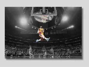 Lebron James Dunk Canvas Wall Art, Lebron Slum Dunk Poster, Gift For Basketball Lover, Ready To Hang Canvas, Motivational Hype