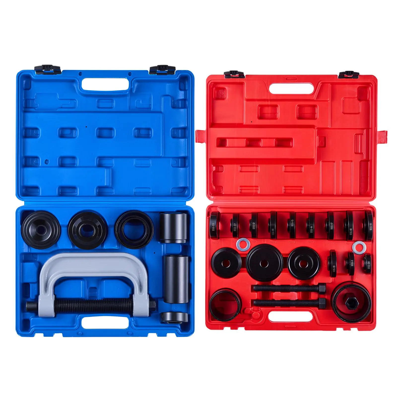 VEVOR 2-in-1 Heavy-Duty High-Hard Steel Bearing Press & Wheel Bearing Puller 34-Pc Car Tool Kit, Rust-Resistant Maintenance Tool Kit with 13 Bushings, C-Frame, Sleeves, Race & Seal Driver, Storage Case