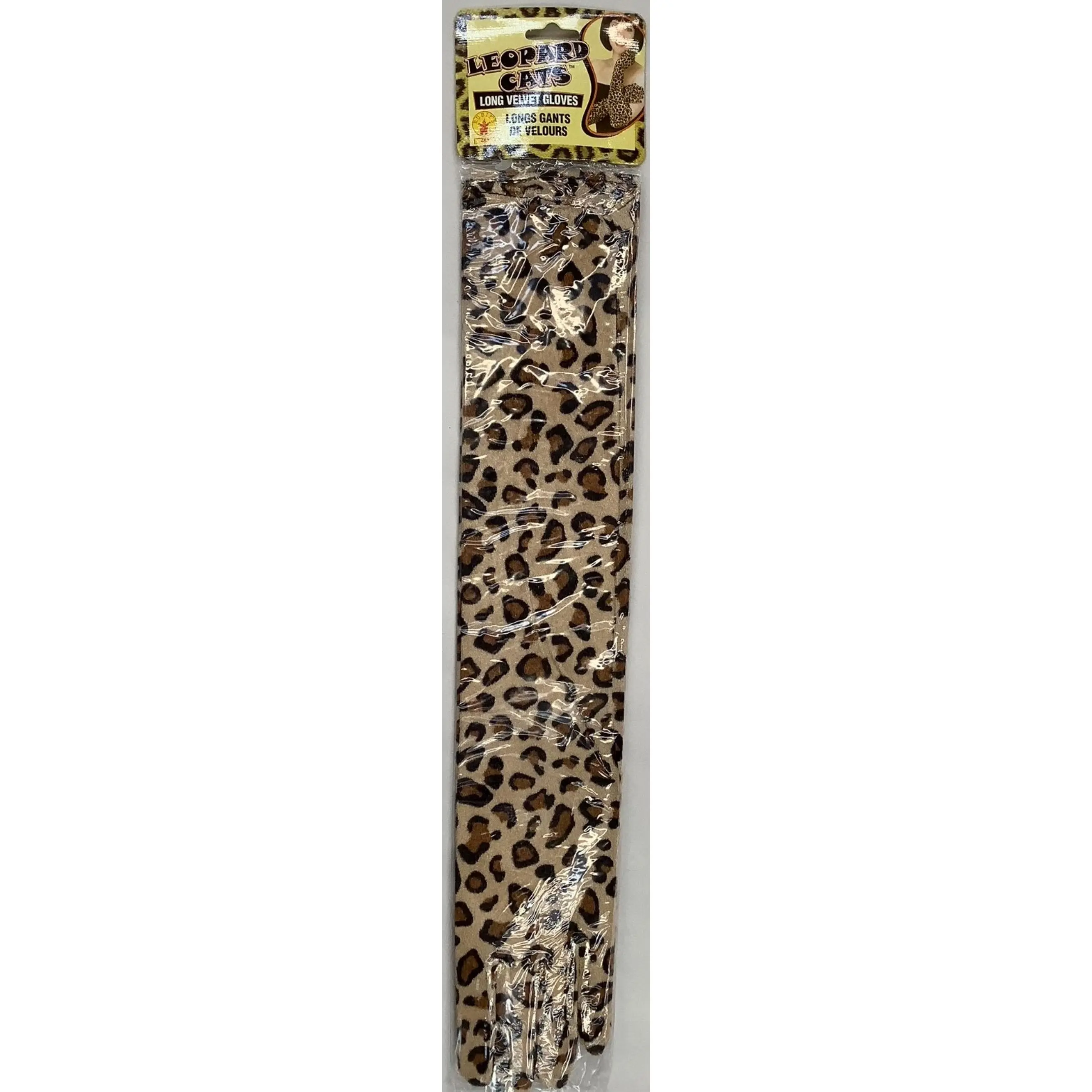 Long Leopard Print Velvet Gloves