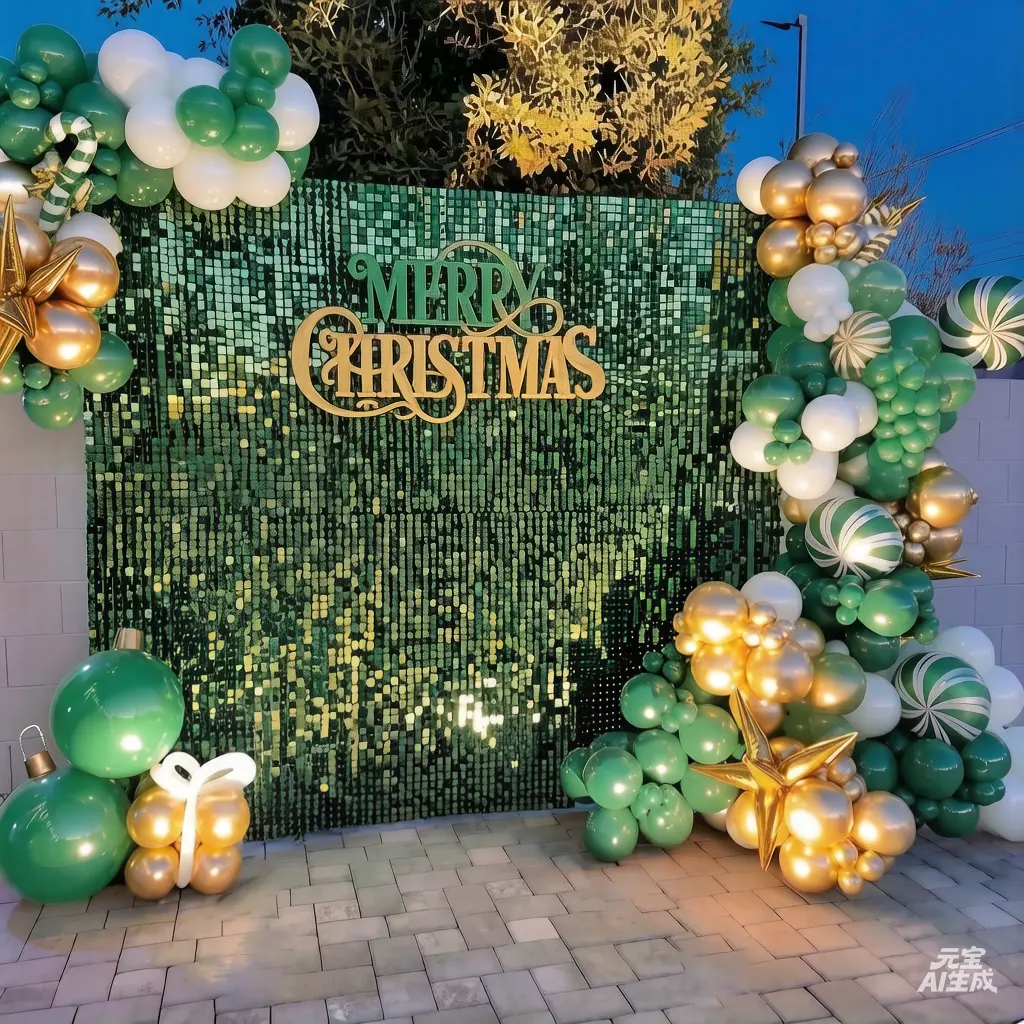 KEQU 4*6 ft (green) reflective wall background, 24 sequin background decorative panels, used for birthdays, New Year's, Christmas, Valentine's Day, Halloween, anniversaries, wedding engagement decorations, Easter decorations, party banner decorations