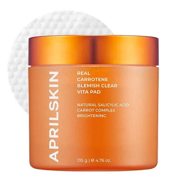 APRILSKIN Carrotene Clarifying Vita Pads (60pcs) - Korean Skincare Toner Pads with 2% Niacinamide, 0.3% Gluconolactone, Panthenol - Smooth, Soft, Gentle, Mild, Radiant Glass Glow Effect