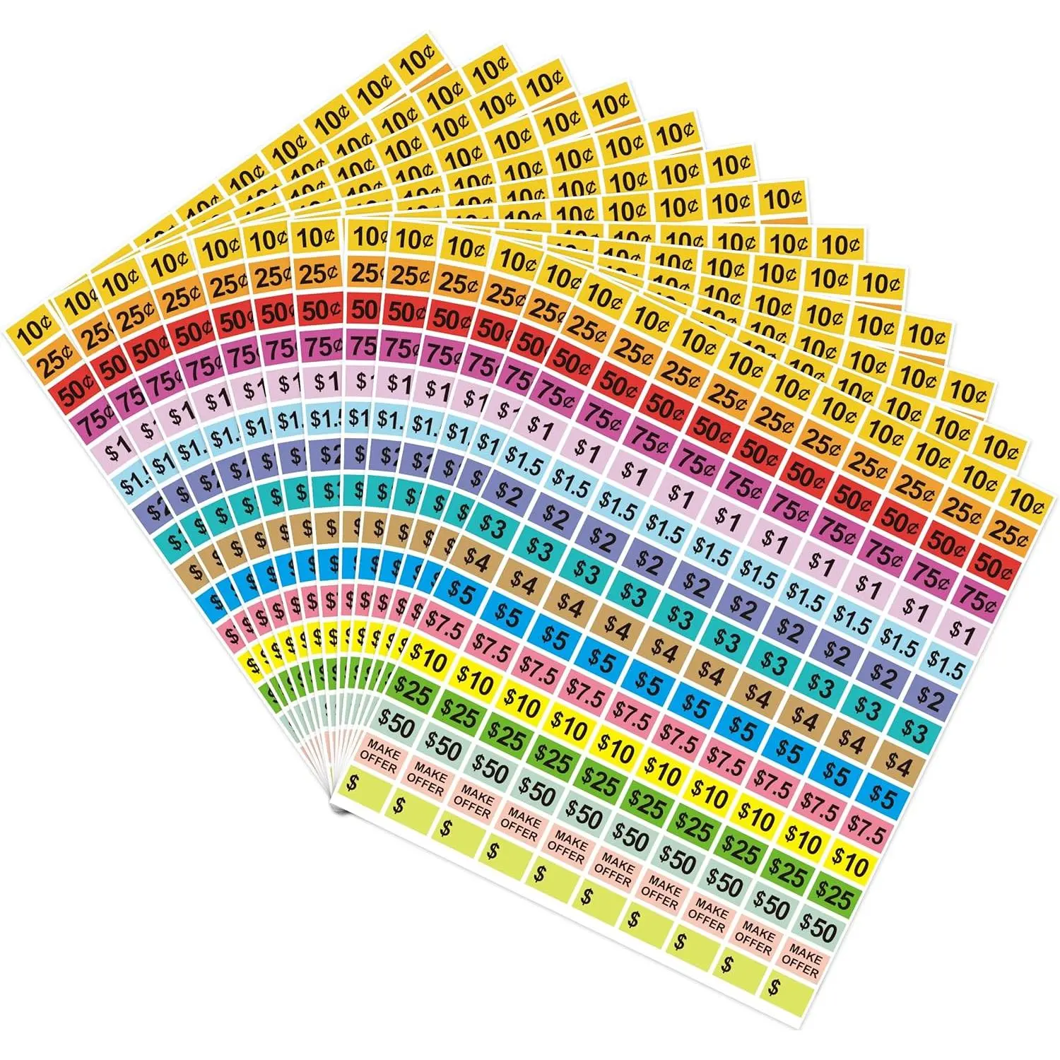 2400 count Garage  Stickers,1/2"x3/4" Yard Sales Price Stickers, Rectangle Preprinted Price Tag Labels Stickers for  Markets,  Pricing Labels for Retail Use