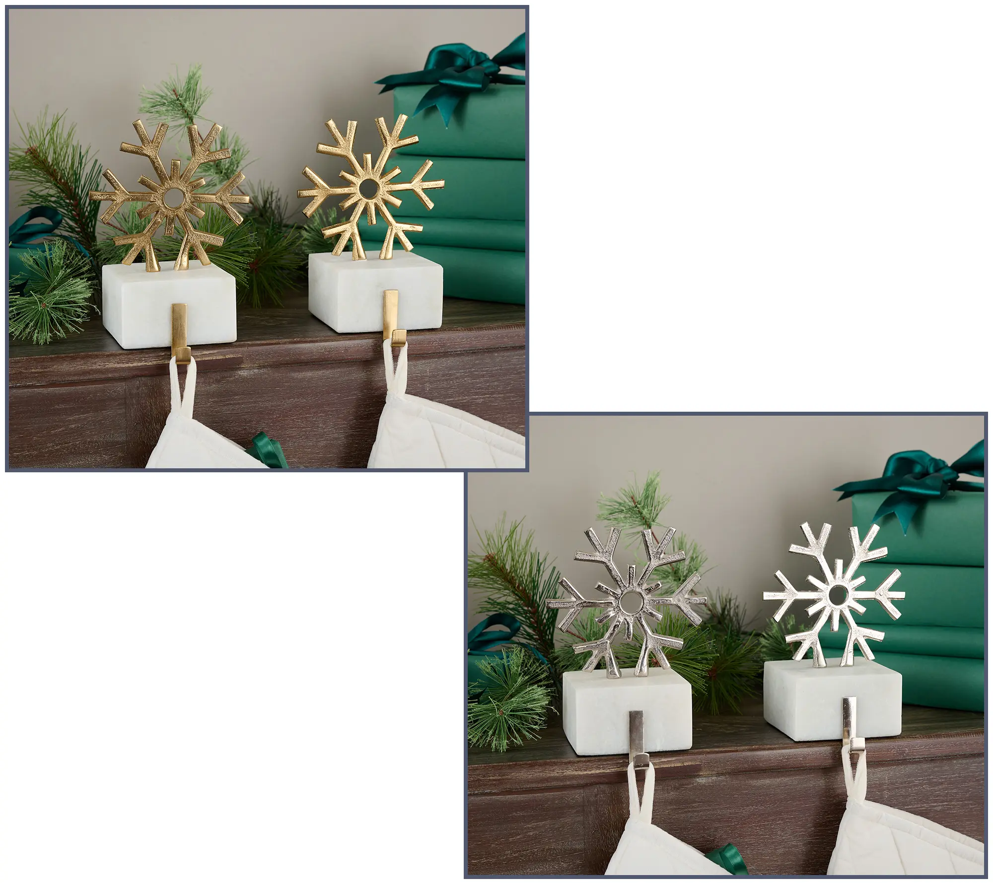 Sandra Lee Set of 2 5" Holiday Icon Stocking Holders Sandra Lee Set of 2 5" Holiday Icon Stocking Holders