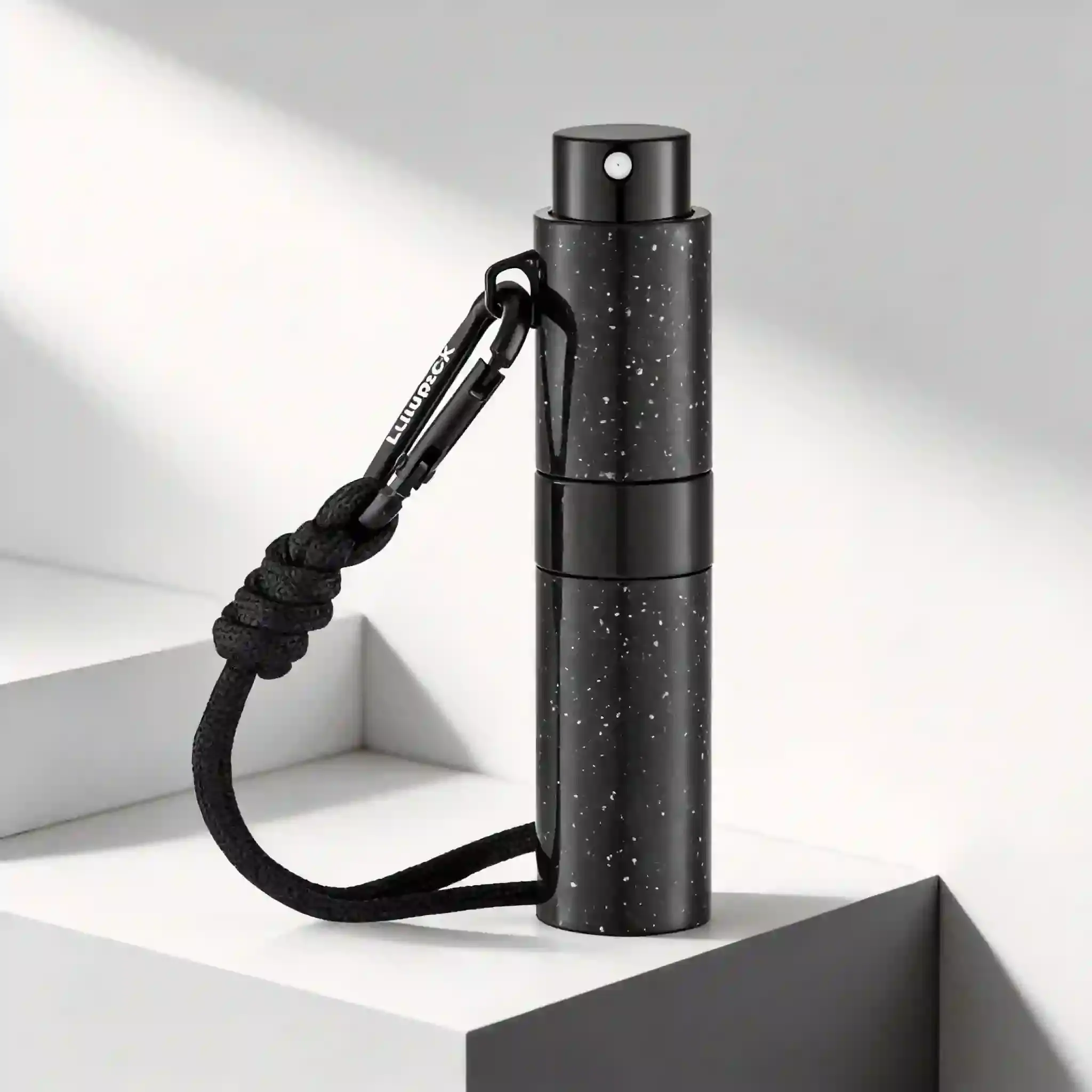 Refillable Travel Perfume Atomizer – Keychain Cologne Spray Bottle, Mini Small Empty Sample Container, Portable Fragrance Decant Dispenser for Men & Women, 8ml Black