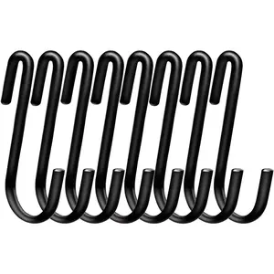 30 Pack 2.4 Inches S Hooks for Hanging on Wire Shelves, Black S Shaped Hanging Hooks Hangers Pan Holder Pot Wire Rack Hooks for Kitchenware Spoons Pans Pots Utensils Jeans Bags Towels Plants, ESFUN