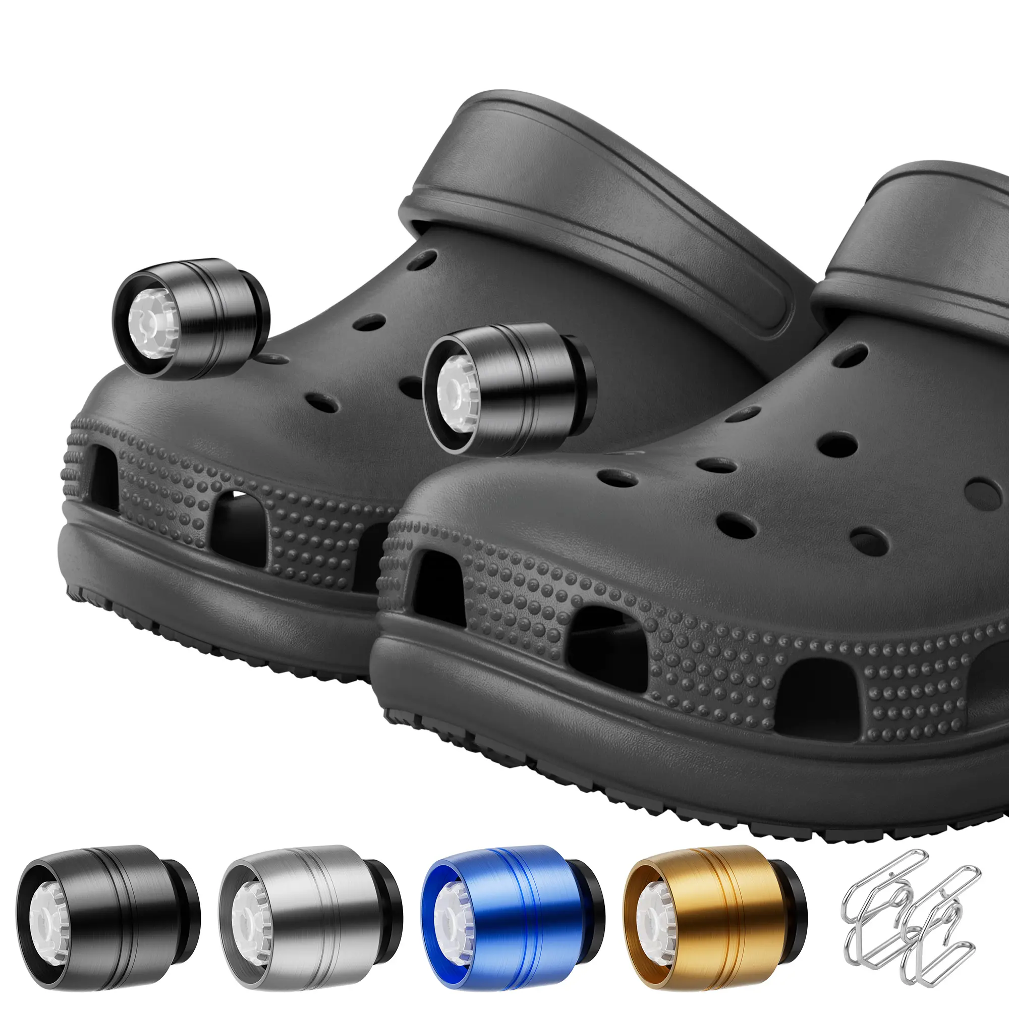 LED Headlight for Crocs, 3 Light Model, 2pcs Crocs Shoe Lamp, Water-proof Hands Free Clip-on,Shoes Lights Decoration