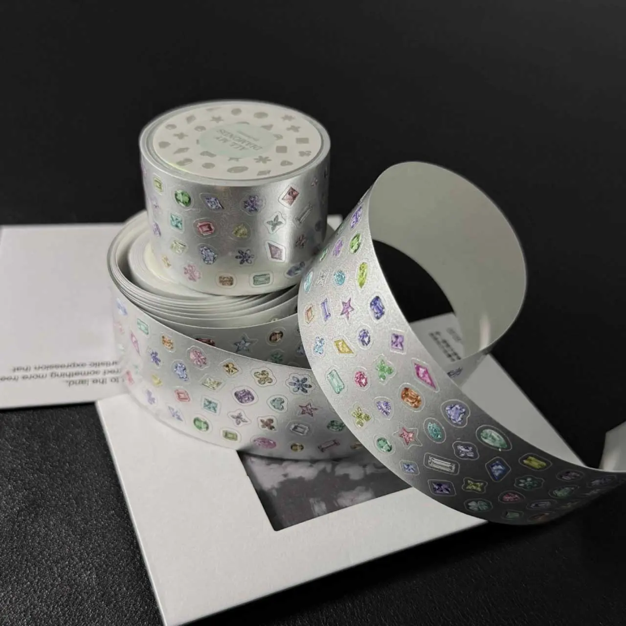 Luxurious Diamond Gemstone Decorative Washi Tape - 1 Roll Shimmering Frosted Silver Holographic Tape with Nail Art Embellishments, for DIY Crafts, Planner Decoration, Scrapbooking (Toys & Hobbies DIY, Dazzling Finish, Sparkling Crystal Designs)
