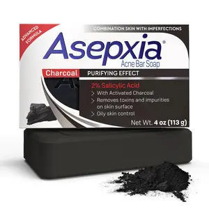 Asepxia Acne Bar Soap with Activated Charcoal & Salicylic Acid 4 Ounce Purifying Effect for Oily Skin Control and Pore Repair
