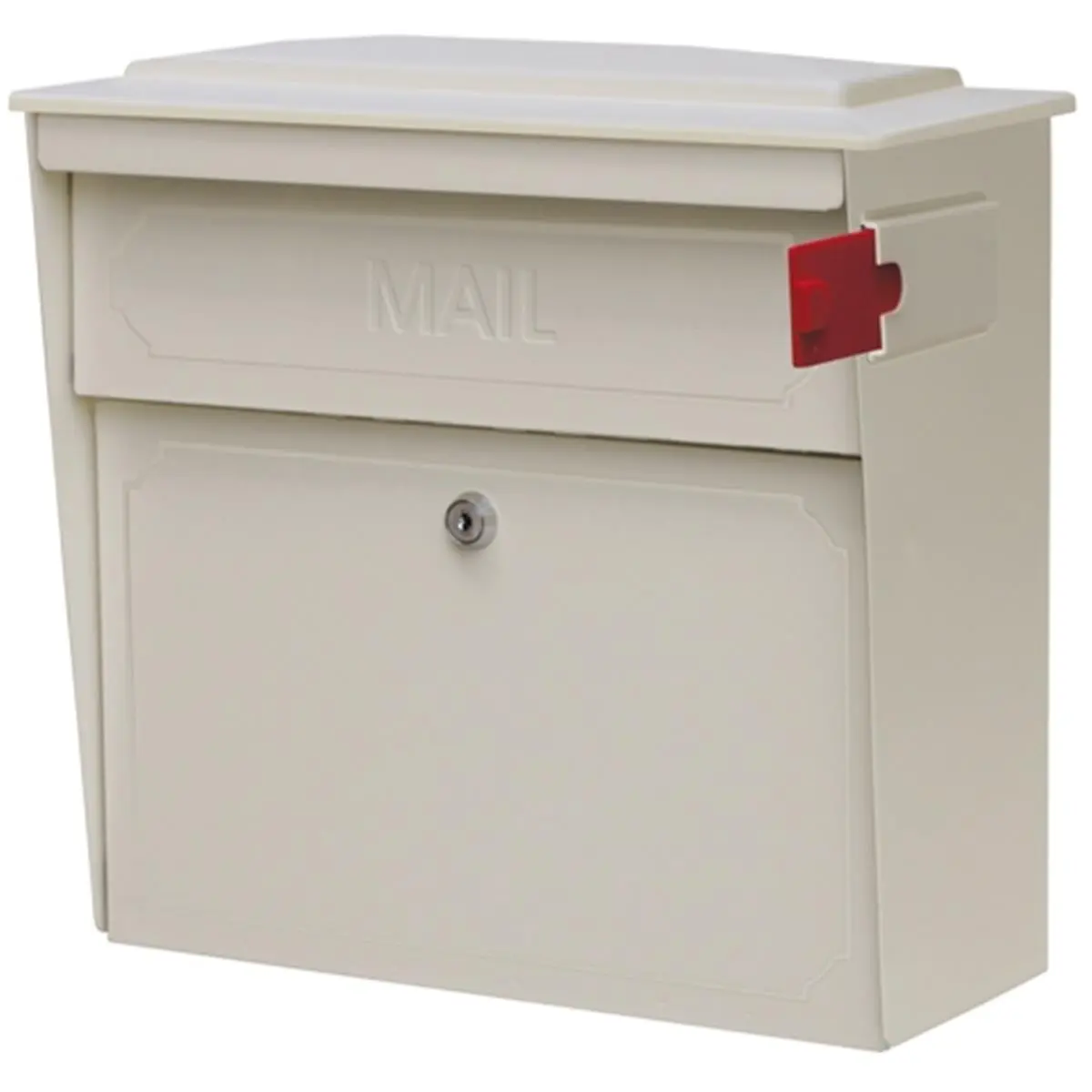 Mail Boss 7173 Stainless Steel Townhouse Wall Mount Locking Mailbox - Metal Disc Lock, 14-16 Gauge Construction, 15h x 16w x 7.5d in, White, Drill Bit, Installation Bracket Mount for Sensitive Mail Receipt