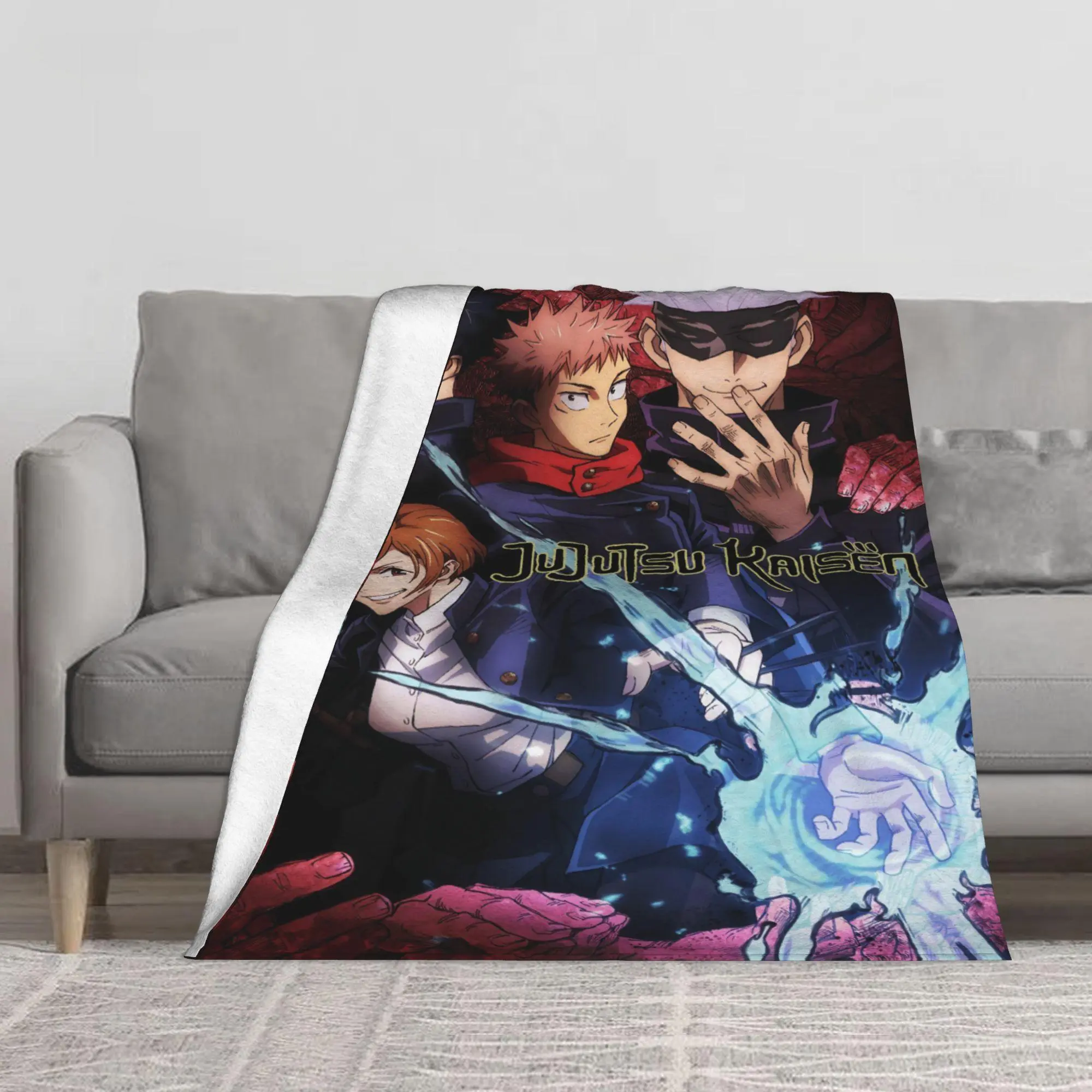 Anime Jujutsu Kaisen Blanket, Lightweight Soft fluffy Flannel Throw Blanket, For Couch Bed Sofa Bedroom Living Room Travel Office All Season Use