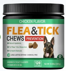 Flea and Tick Prevention for Dogs Chewables - Made in USA - Natural Flea and Tick Chews Supplement - Oral Pills for Dogs - Pest Defense - All Breeds and Ages - 120 Soft Tablets