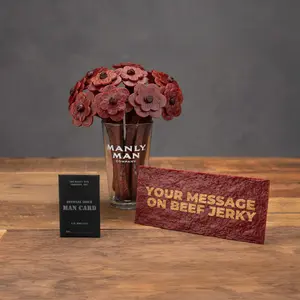 The Gesture - Beef Jerky Flower Shaped Edible Gift Set, Feature bottle opener, meat card and Bouquet