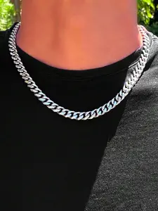 Men's Minimalist Chain Necklace, Cuban Link Necklace, Fashionable Stainless Steel Chain Necklace, Cool Gift For Him, Stainless Steel Necklaces